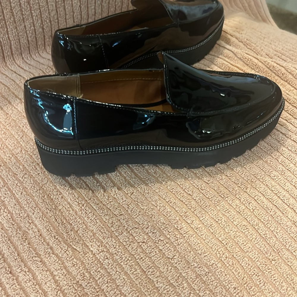 Franco Sarto Black Patent Leather Loafers New Without Tags - Picture 3 of 9